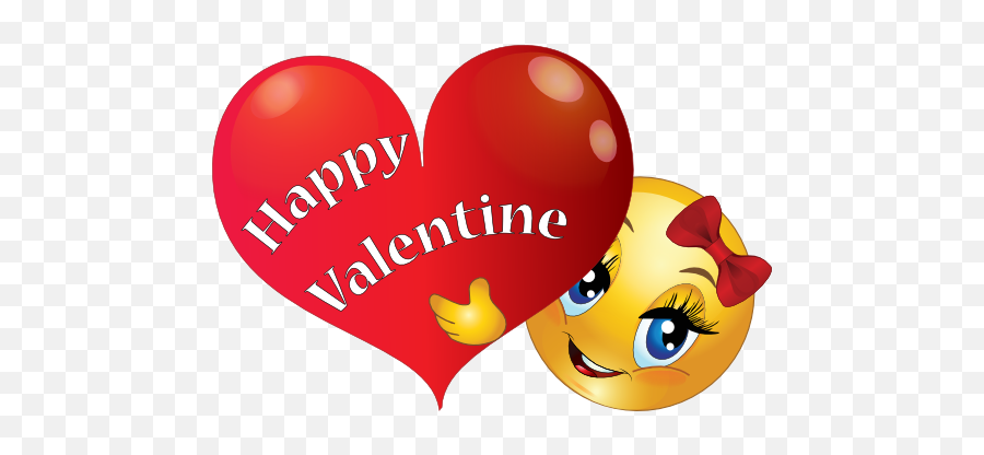 Valentine Girl Smiley Emoticon Clipart - Happy Valentines Smiley Free Emoji,Valentine Emoticon