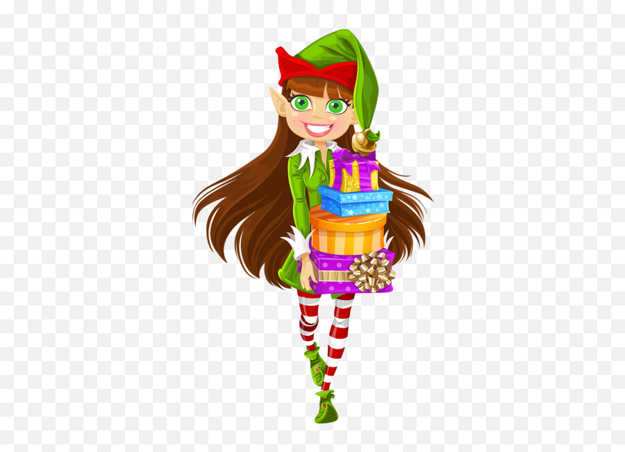 Christmas Elf Girl Gifts Green - Christmas Girl Elf Clipart Emoji,Christmas Elf Emoji