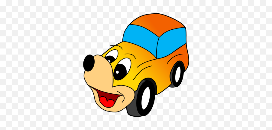 Comic Yellow Car Vector Illustration - Oyuncak Araba Resmi Çizimi Emoji,Heart Eyes Emoticon
