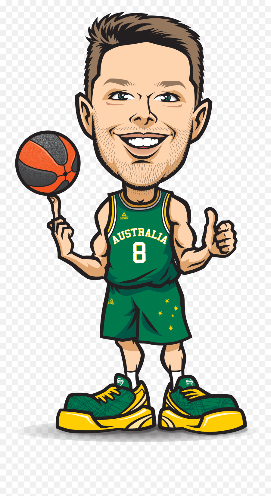 Aussie Hoops - Cartoon Basketball Player Caricature Emoji,Basketball Hoop Emoji