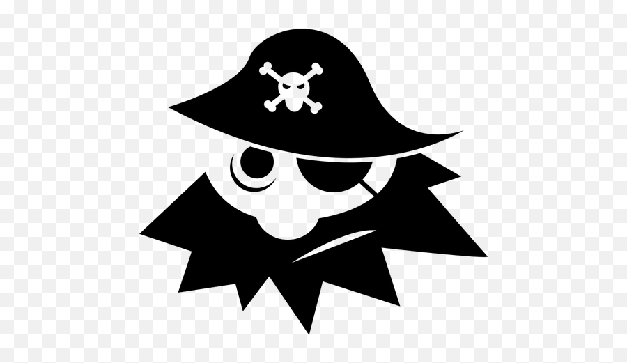 Vector Clip Art Of Abstract Pirate Head - Pirate Images Png Black And White Emoji,Thinking Emoticon