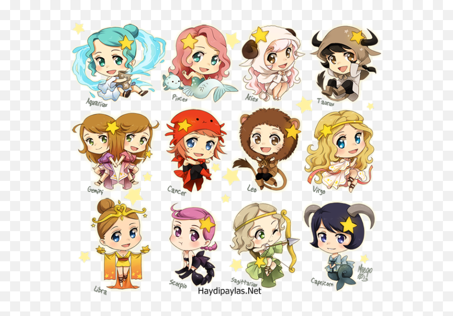 Aesthetic Cute Zodiac Girl Drawings - Zodiac Girls Emoji,Pisces Zodiac Sign Emoji