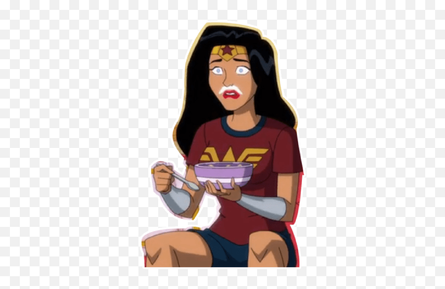 Harley Quinn Cameo - Wonder Woman Eating Cereal Emoji,Harley Quinn Emoji