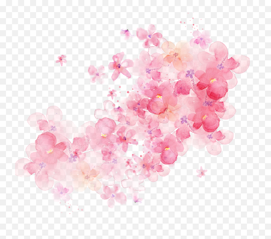 Flower Watercolor Painting Watercolor Flowers Shading Pink - Transparent Purple Flower Png Emoji,Pink Flower Emoji