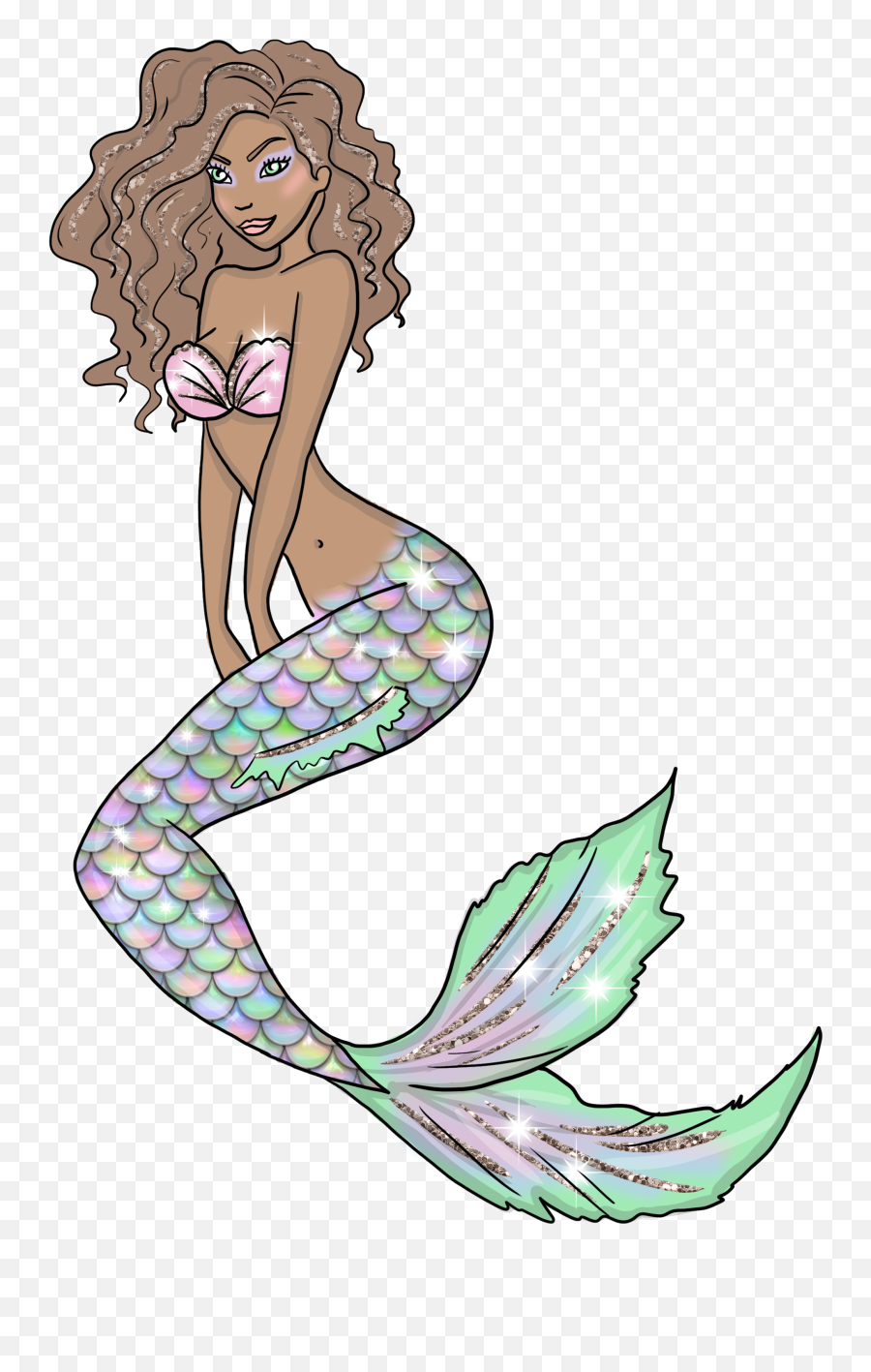 Mermaid Beautifulmermaid Stunning Colourful Sparkles - Cartoon Emoji,African American Emoji App