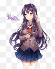 Anime Png And Vectors For Free Download - Doki Doki Literature Club Fan Art Yuri Emoji,Catgirl Emoji