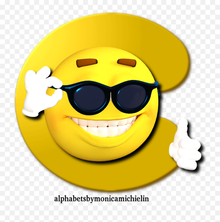 Yellow Smile Sunglasses Alphabet - Thumbs Up Sunglasses Emoji,3d Glasses Emoji