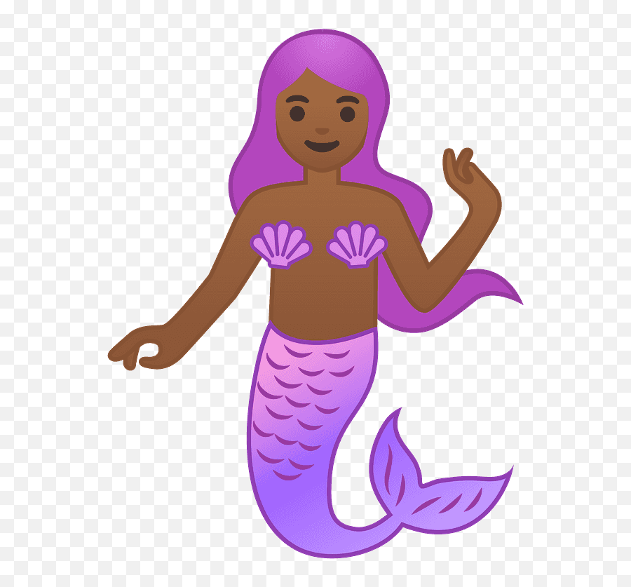 Mermaid Emoji Clipart - Emoji Sereia Morena,Long Hair Emoji