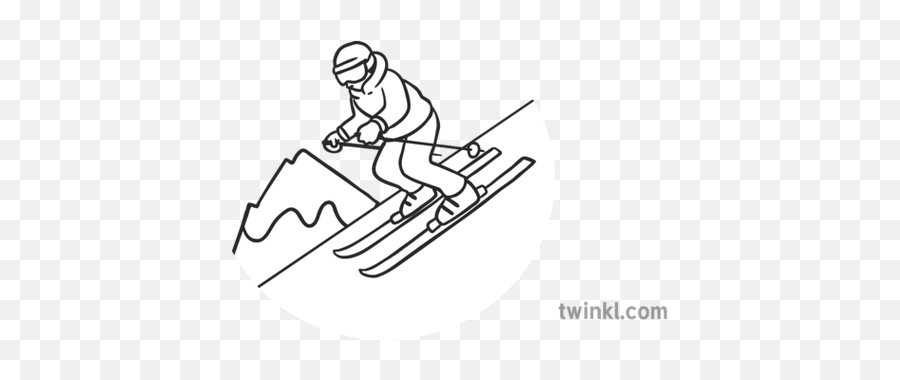 Skiing Emoji Emoticon Sports Snow Symbol Sms Bw Rgb - Brain Outline Black And White,Symbol And Emoticons