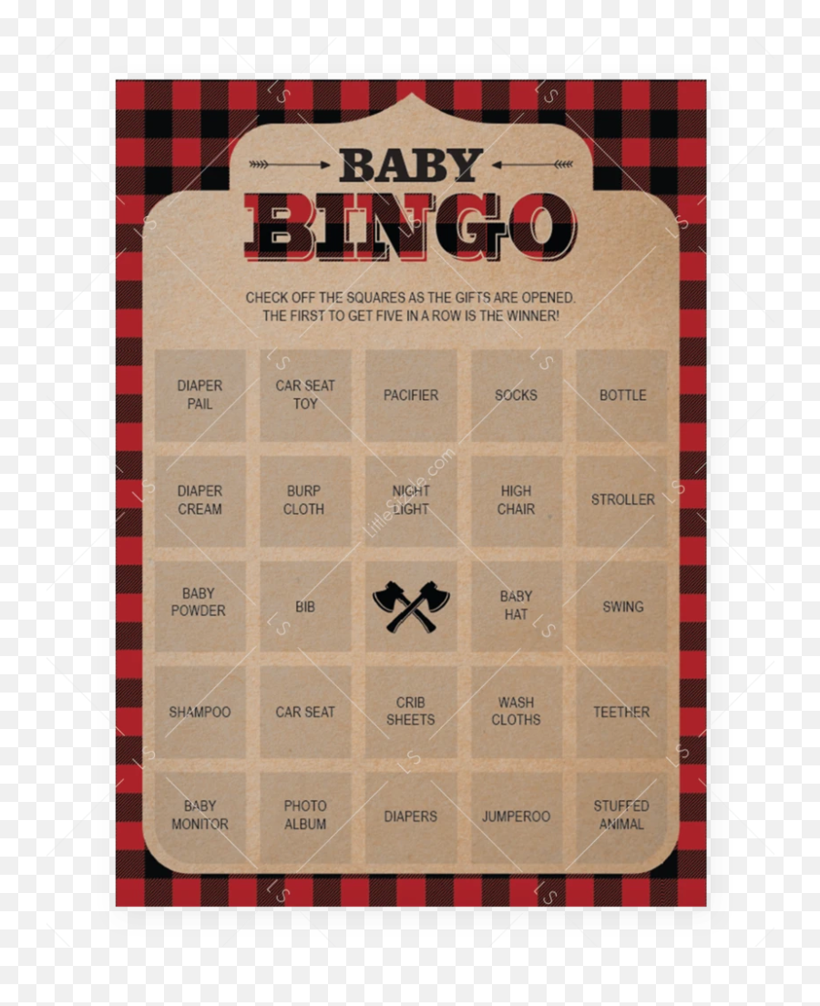 Lumberjack Baby Bingo Cards - Label Emoji,Car Swim Emoji
