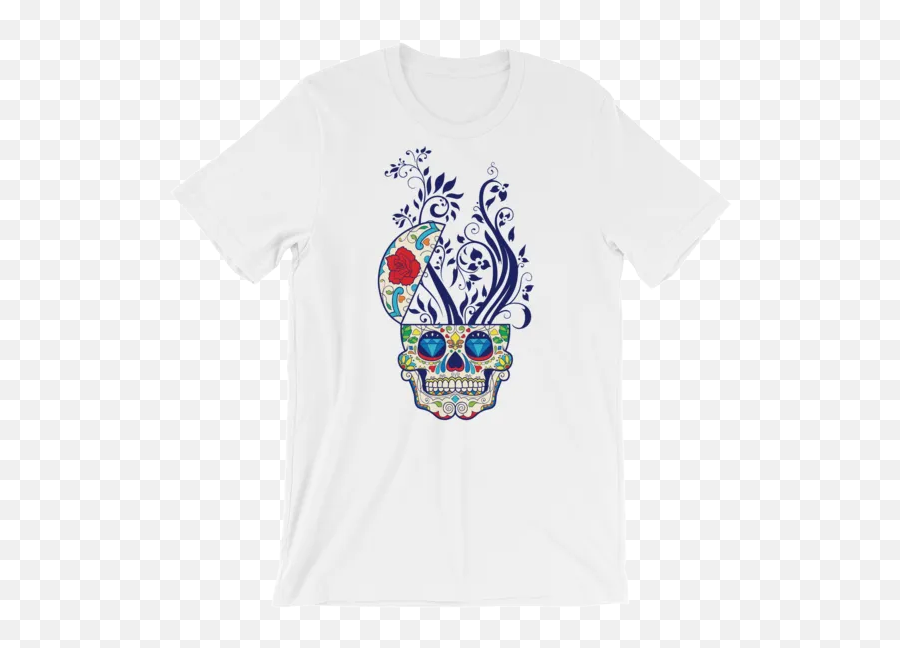 Womenu0027s Sugar Skull And Floral Print Short Sleeve T - Shirt Pinup Girl Shirt Emoji,Sugar Skull Emoji