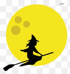 Spooky Emojis - Witch On A Broomstick Png