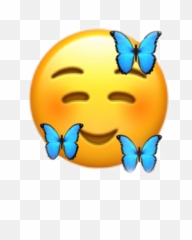 Emoji Butterfly Heart Blush Sticker - Happy