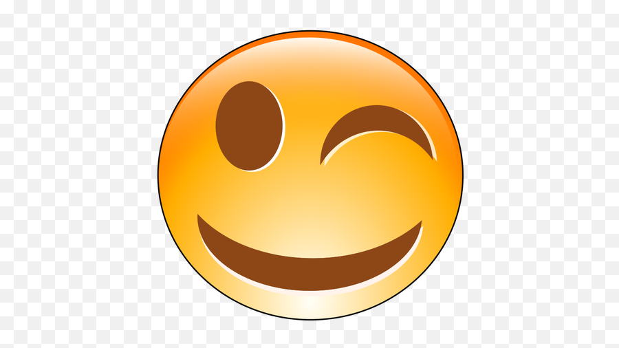 Vector Illustration Of Winking Smiling Orange Emoticon - Laughing Emoji Gif Png,Eyes Emoji