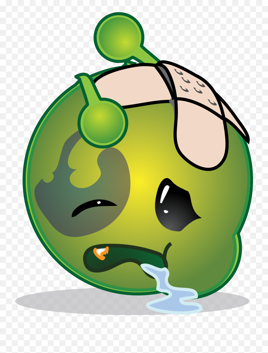 Smiley Green Alien Knockout - Emoticon Babak Belur Emoji,Bored Emoji