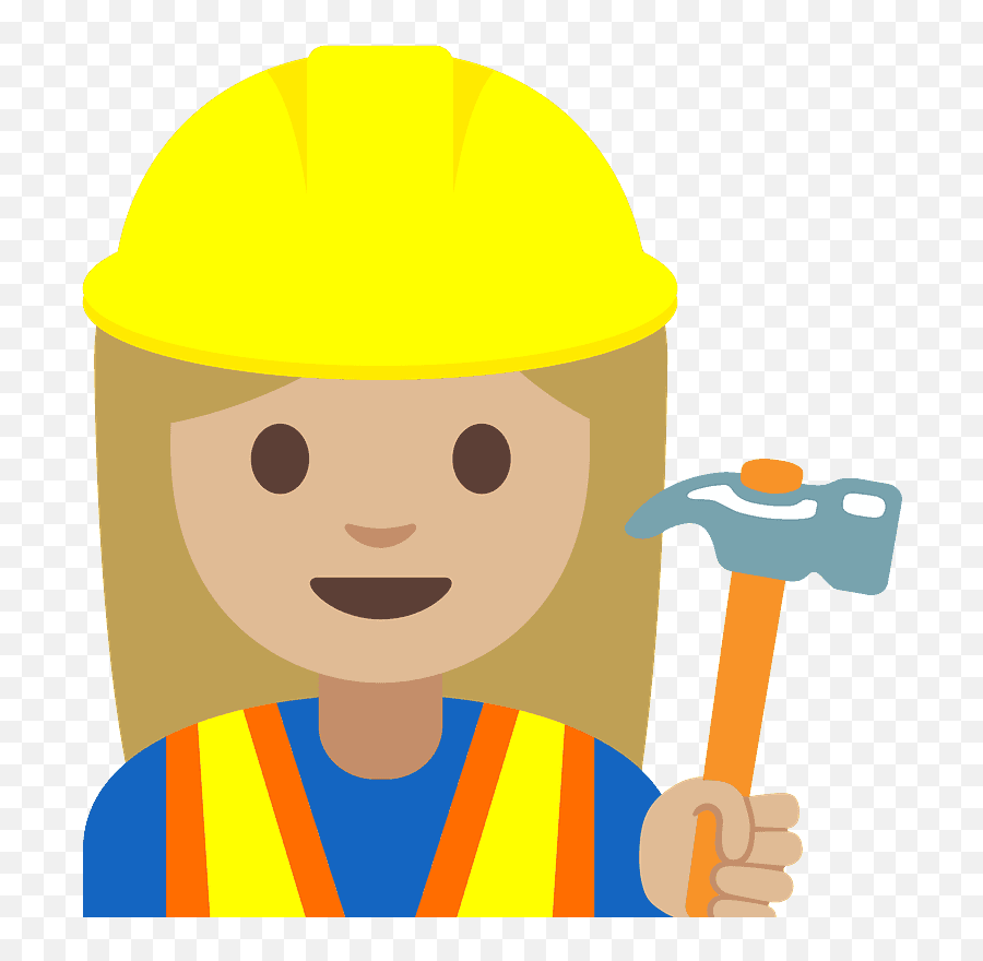 Woman Construction Worker Emoji Clipart - Framing Hammer,Construction Worker Emoji