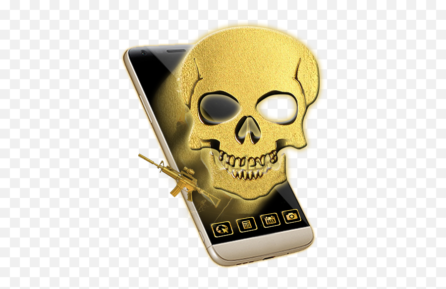 Skull Gold Glitter Shining Gun - Smartphone Emoji,Prach Emoji