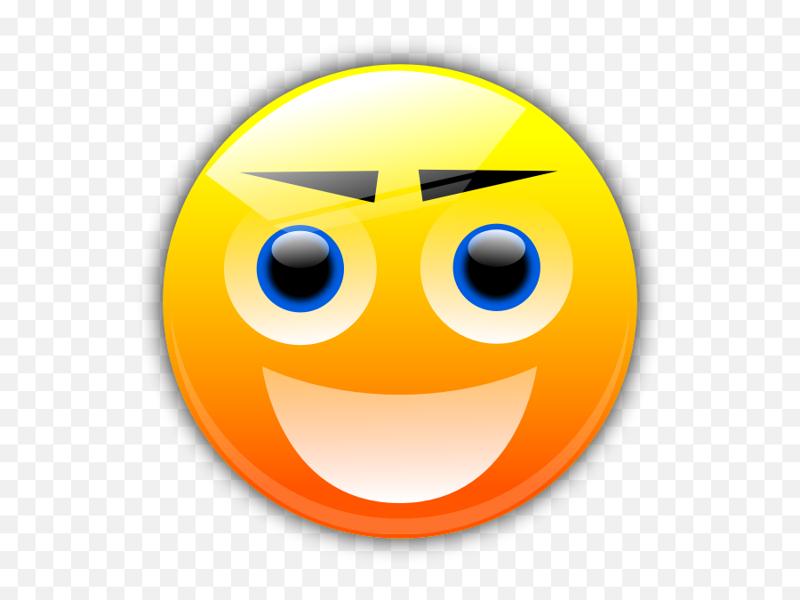 Blue - Smiley Face With Eyebrows Emoji,Emoji