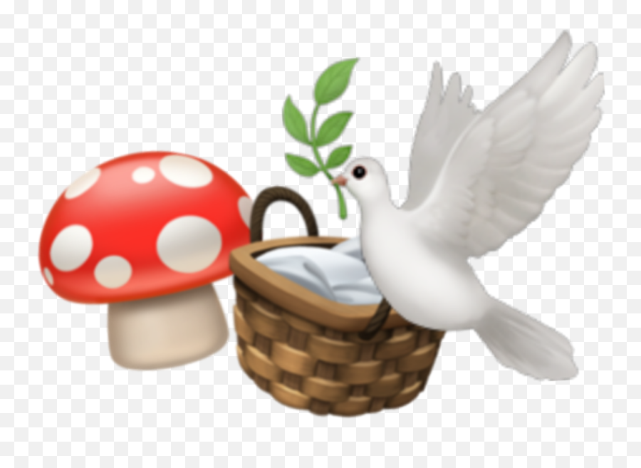 Dove Basket Mushroom Emoji Sticker - Emoji,Dove Emoji