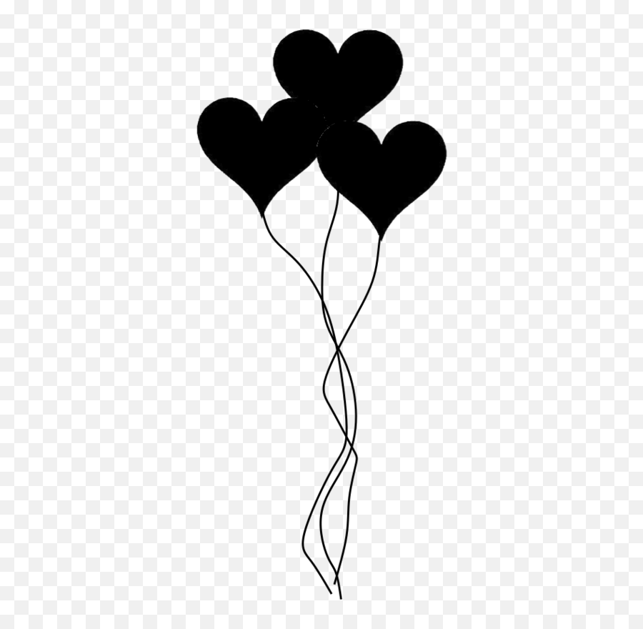 Heart - Heart Balloons Black And White Clipart Full Size Silhouette Of Heart Balloon Emoji,Heart Emoji Balloons