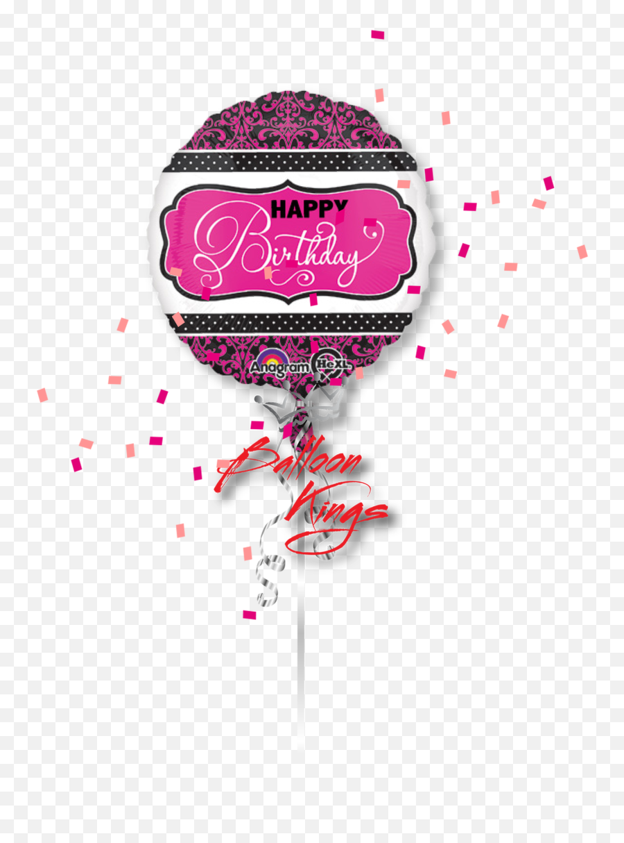 Happy Birthday Pink Black And White - Balloon Emoji,Birthday Balloon Emoji