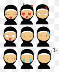 Muslim Emoji Set Cute Expressions Expression Express - Cartoon,Hijab Emoji