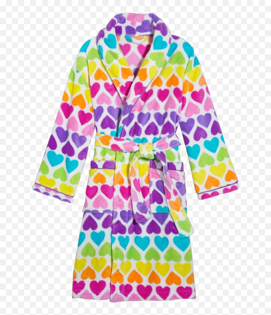 3c4g Girls Rainbow Hearts Bathrobe - Girls Rainbow Hearts Robe Emoji,Emoji Bathrobe