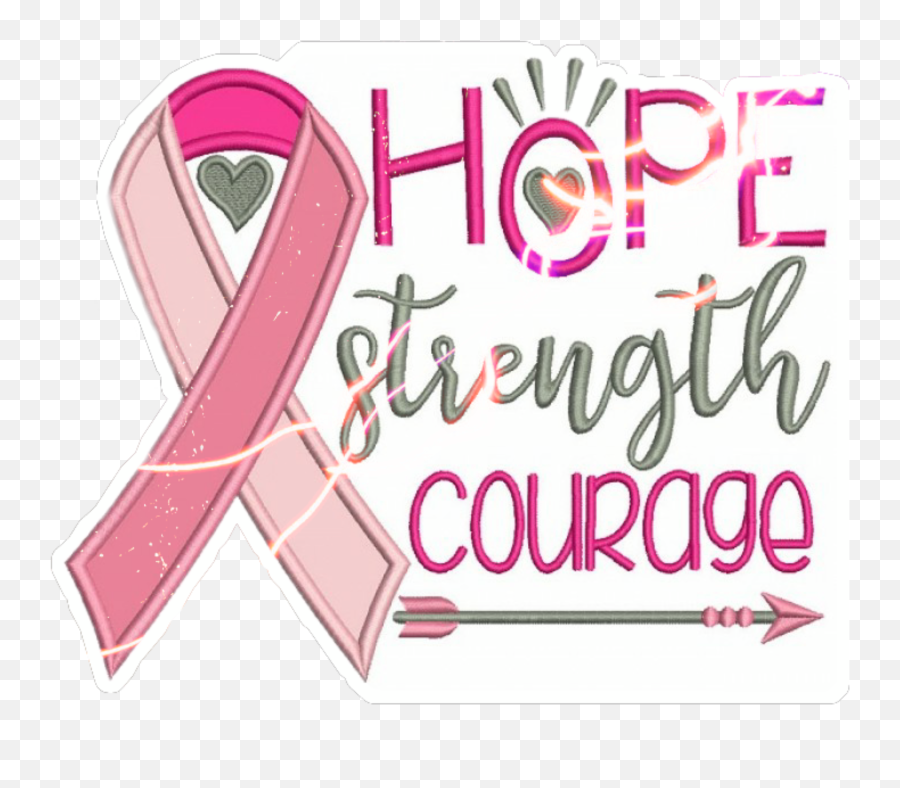 Hope Strength Courage Pink Ribbon Emoji,Pink Breast Cancer Ribbon Emoji