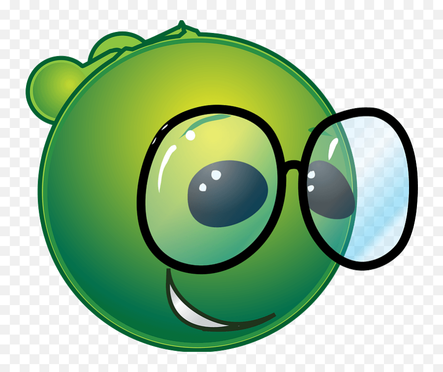 Smiley Green Alien Nerdy Clipart Free Download Transparent - Smiley Emoji,Nerdy Emoji