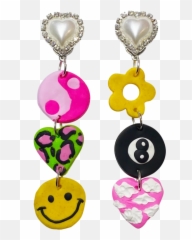 Polymer Clay Earrings Laser Kitten - Solid Emoji,Kitten Emoticons