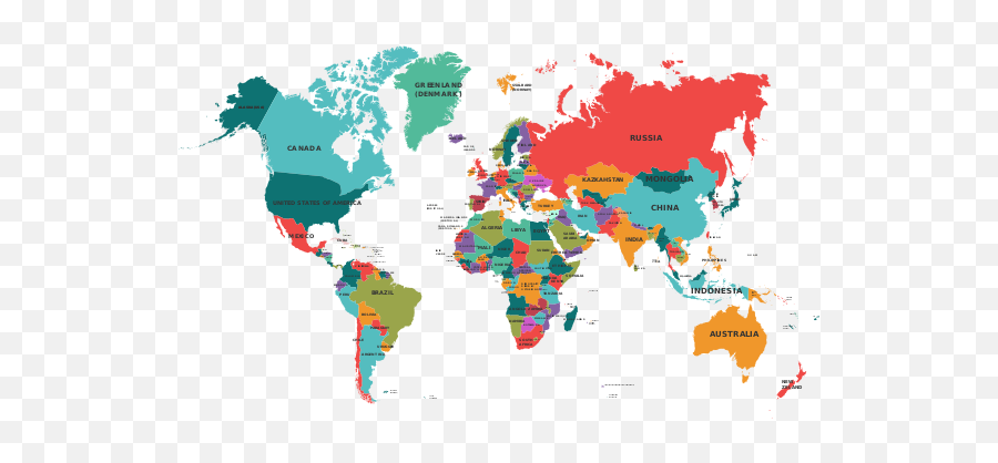 Political Map Of The World - Colour Map Of The World Emoji,Emojie Worl D