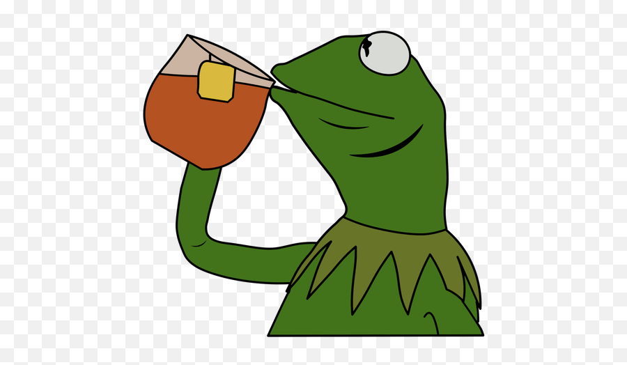 Kermit Drawing - Kermit The Frog Sipping Tea Drawing Emoji,Kermit Heart Emo...