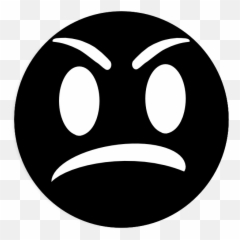 Angry Face Draft 1 Clip Art At Clker - Emoji Black And White