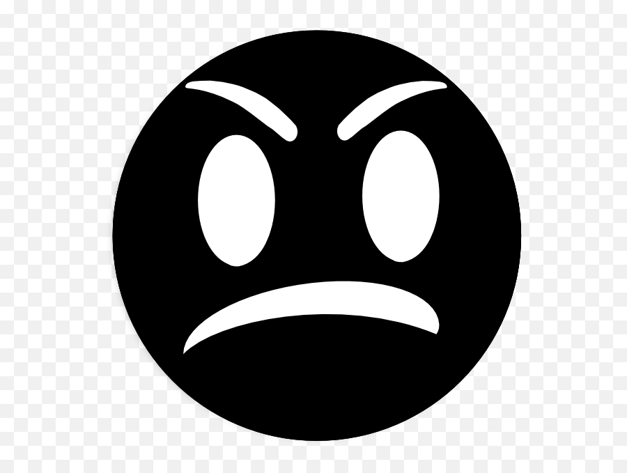 Angry Face Draft 1 Clip Art At Clker - Angry Emoji Black And White,Mad Emoji Face