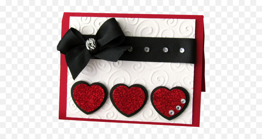 Triple Heart Handmade Valentine Card - Valentine Cards Handmade Black And Red Emoji,Emoji Party Favors