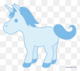 Unicorn Small Blue Clip Art - Cute W Emoji