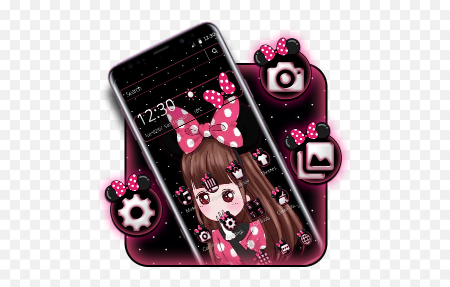 Cute Pink Girl Theme - Cute Pink Girl Theme Emoji,Emoji Backgrounds For Girls