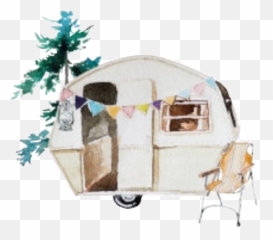 Watercolor Handpainted Camper Camping Rv Trailer Motorh - Watercolor Camper Emoji,Camper Emoji