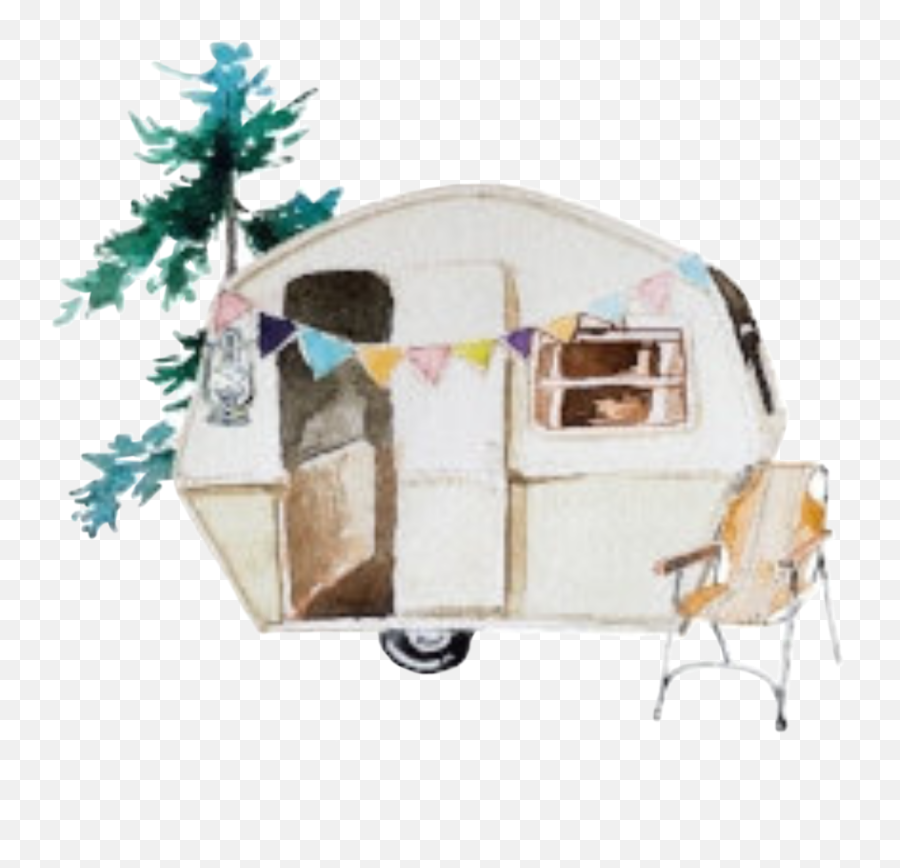 Watercolor Handpainted Camper Camping Rv Trailer Motorh - Watercolor Camper Emoji,Camper Emoji