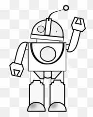 Robot Waving White Black Antenna - And Emoji