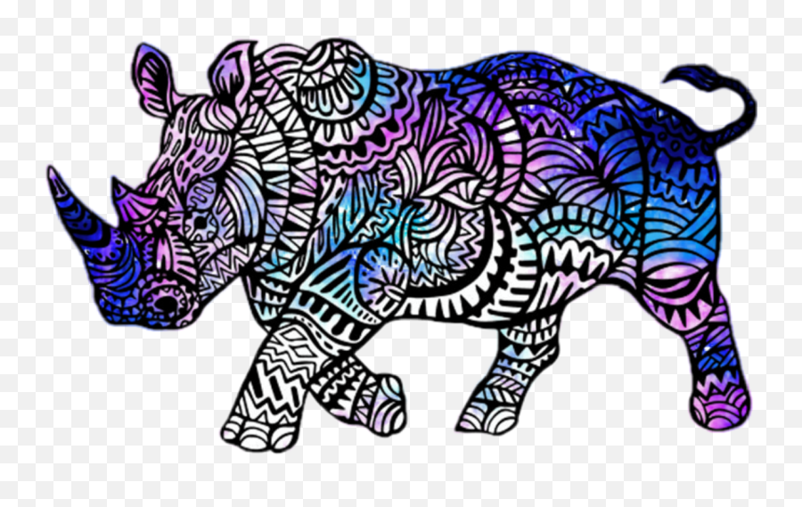 Rhino Dreamy - Zentangle Patterns Rhino Emoji,Rhino Emoji