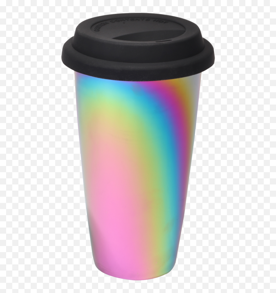 Rainbow Luster Tumbler With Black Lid - Coffee Cup Emoji,Emoji Tumbler Cup
