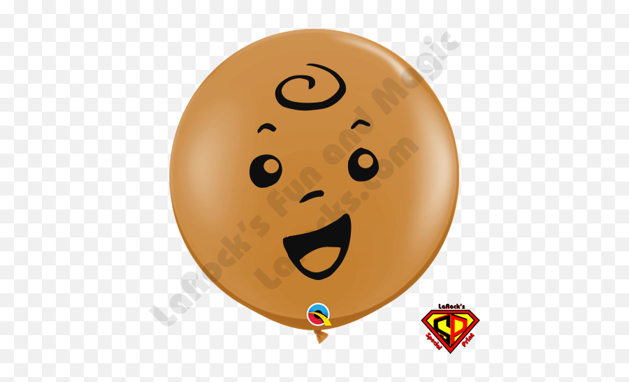 3 Ft Round Baby Face Mocha Balloons 2ct - Baby Face On Balloon Emoji,Baby Emoticon