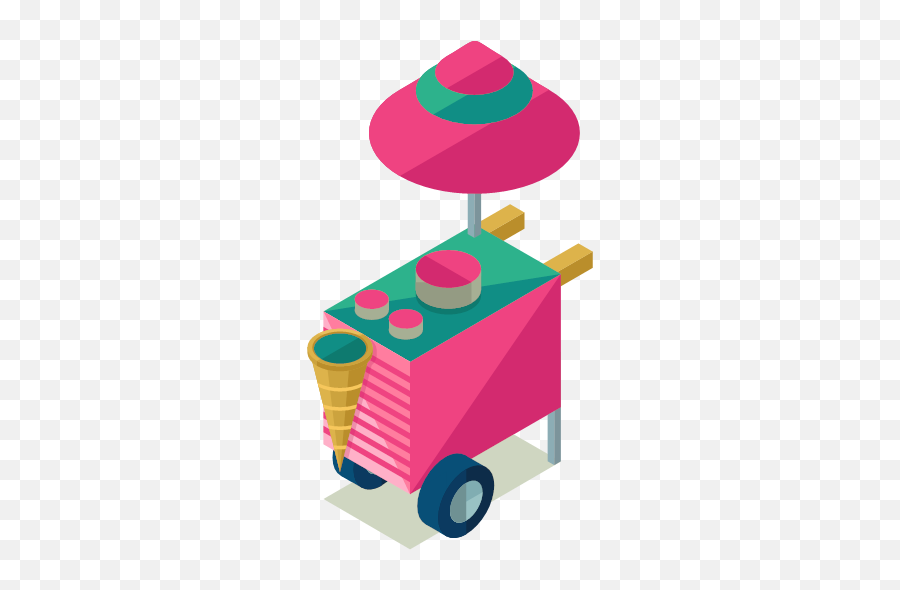 Ice Cream Cart Icon - Free Isometric Icons Emoji,Icecream Emoji
