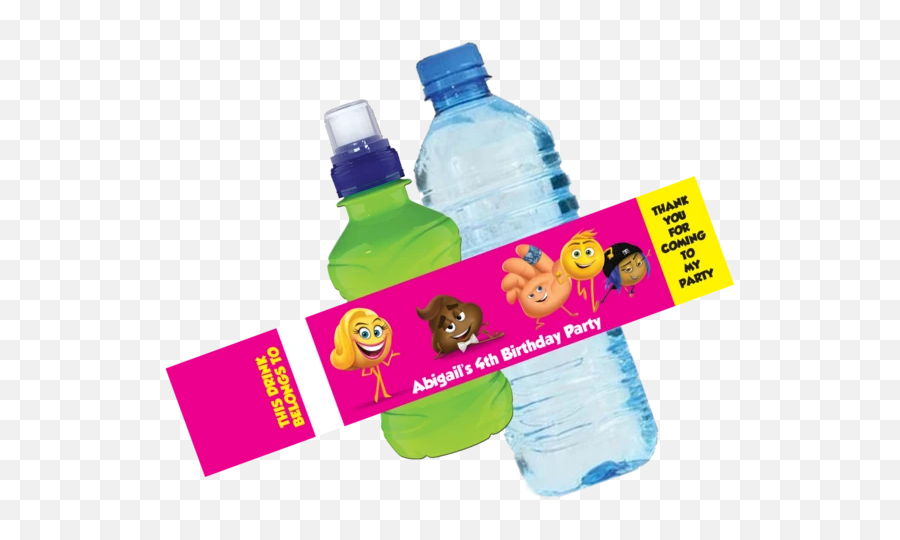 Emoji Pink Bottle Wrappers - Bottles With Baby Shark,Emoji Water Bottle