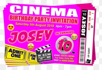 Cinema Movie Party Invitation Pink Emoji Ticket Style - American Heroes Channel,Movies In Emojis