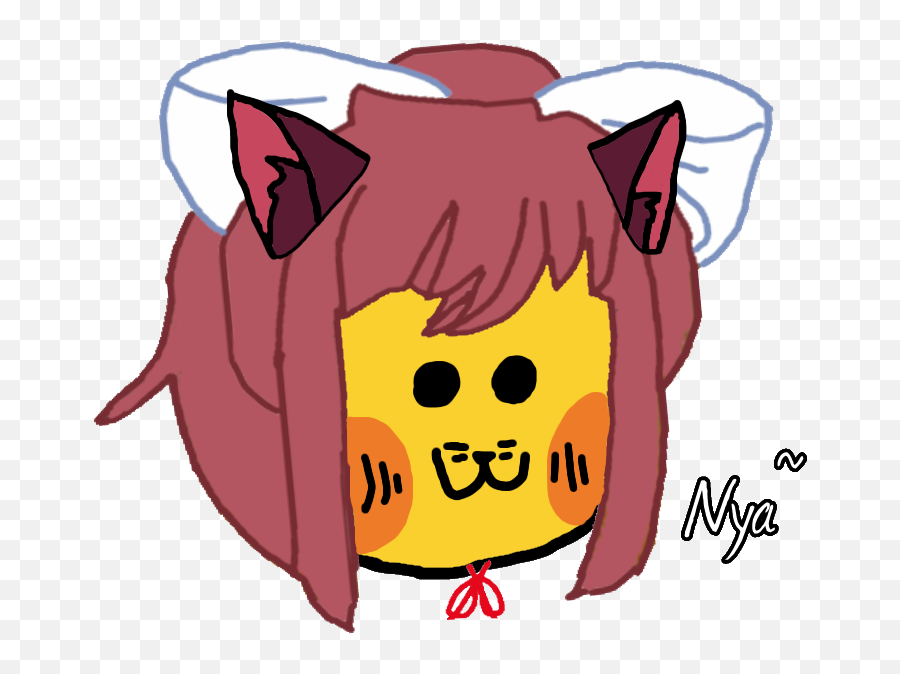 Neko Emoj - Ika Emoji Ok So Sipi Gave Monika A Bite Since Cartoon,Emoji Big Eyes Red Cheeks