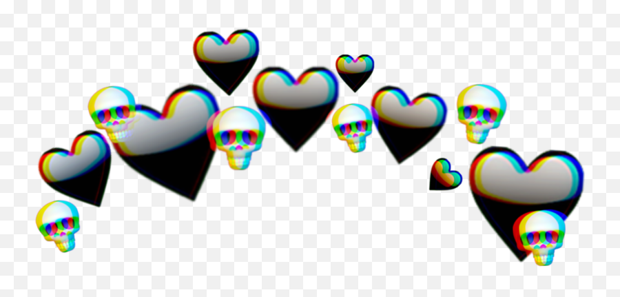 Black White Gray Emoji Heart Sticker - Black Heart Crown Png,Bone Emoji