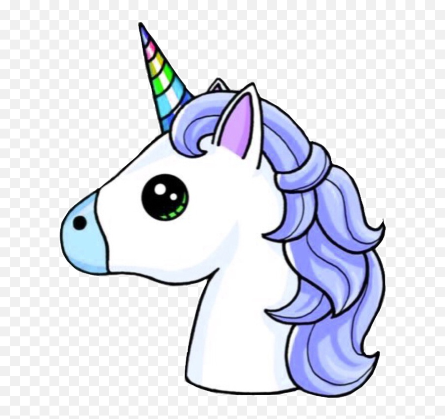 Unicorn Head Unicornhead Blue Rainbow Unicorns - Cute Kawaii Unicorn Emoji,Unicorn Emoji