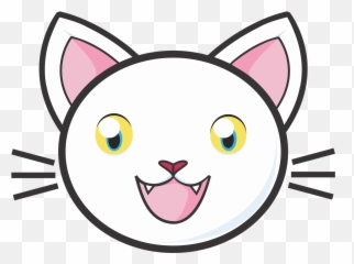 White Cat Kitty Cute Adorable Fun - Face Clipart Emoji